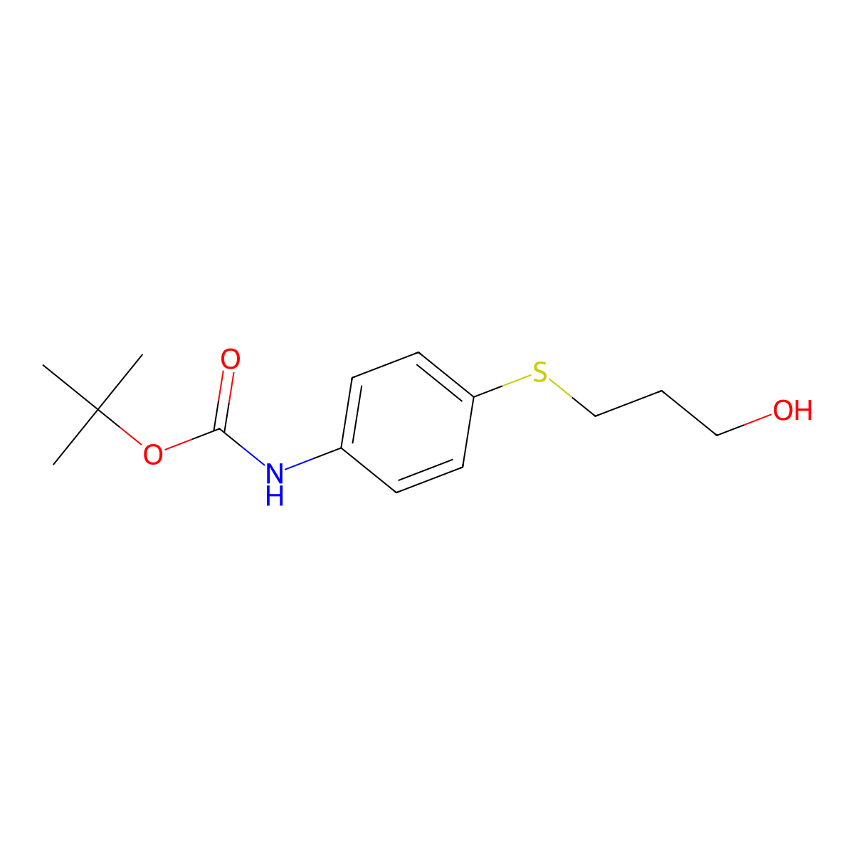 tert-butyl N-{4-[(3-hydroxypropyl)sulfanyl]phenyl}carbamate molecular structure, CAS 2408962-50-3