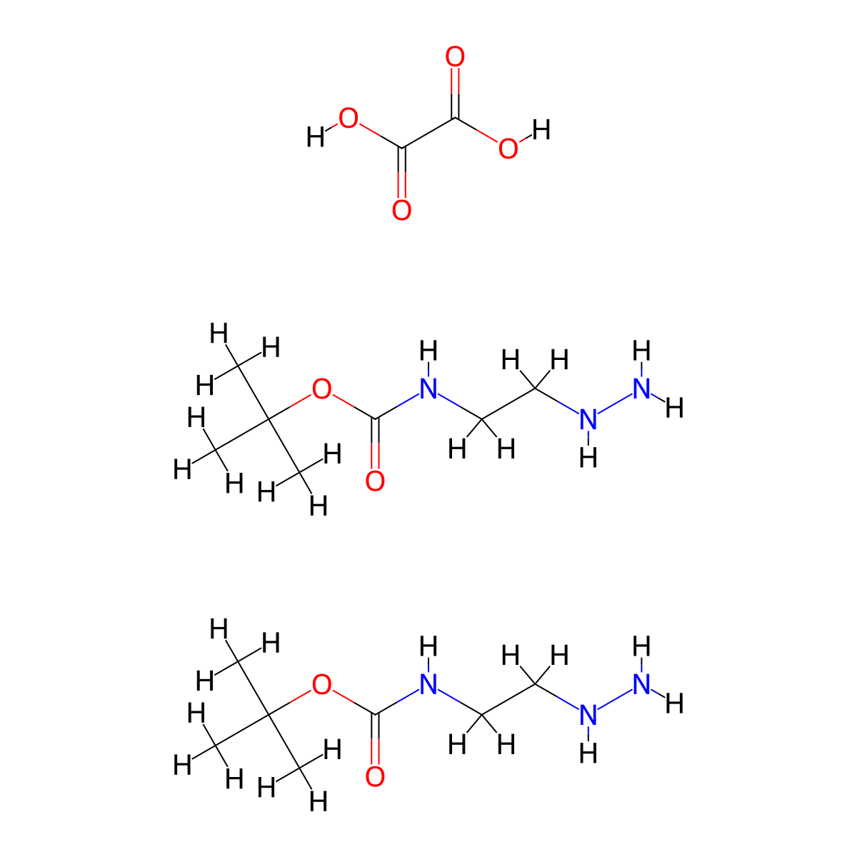 oxalic acid; bis(tert-butyl N-(2-hydrazinylethyl)carbamate) molecular structure, CAS 2408962-51-4