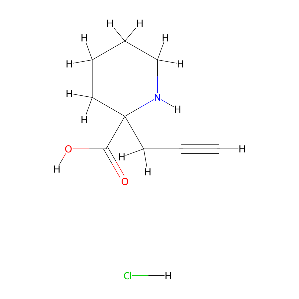 2-(Prop-2-yn-1-yl)piperidine-2-carboxylic acid hydrochloride molecular structure, CAS 2408962-53-6