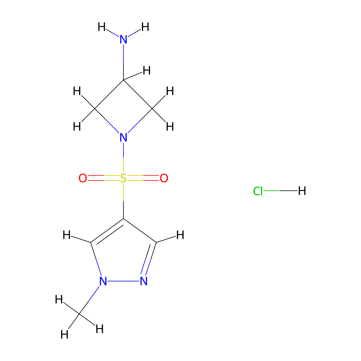 1-[(1-methyl-1H-pyrazol-4-yl)sulfonyl]azetidin-3-aminehydrochloride molecular structure, CAS 2408962-56-9