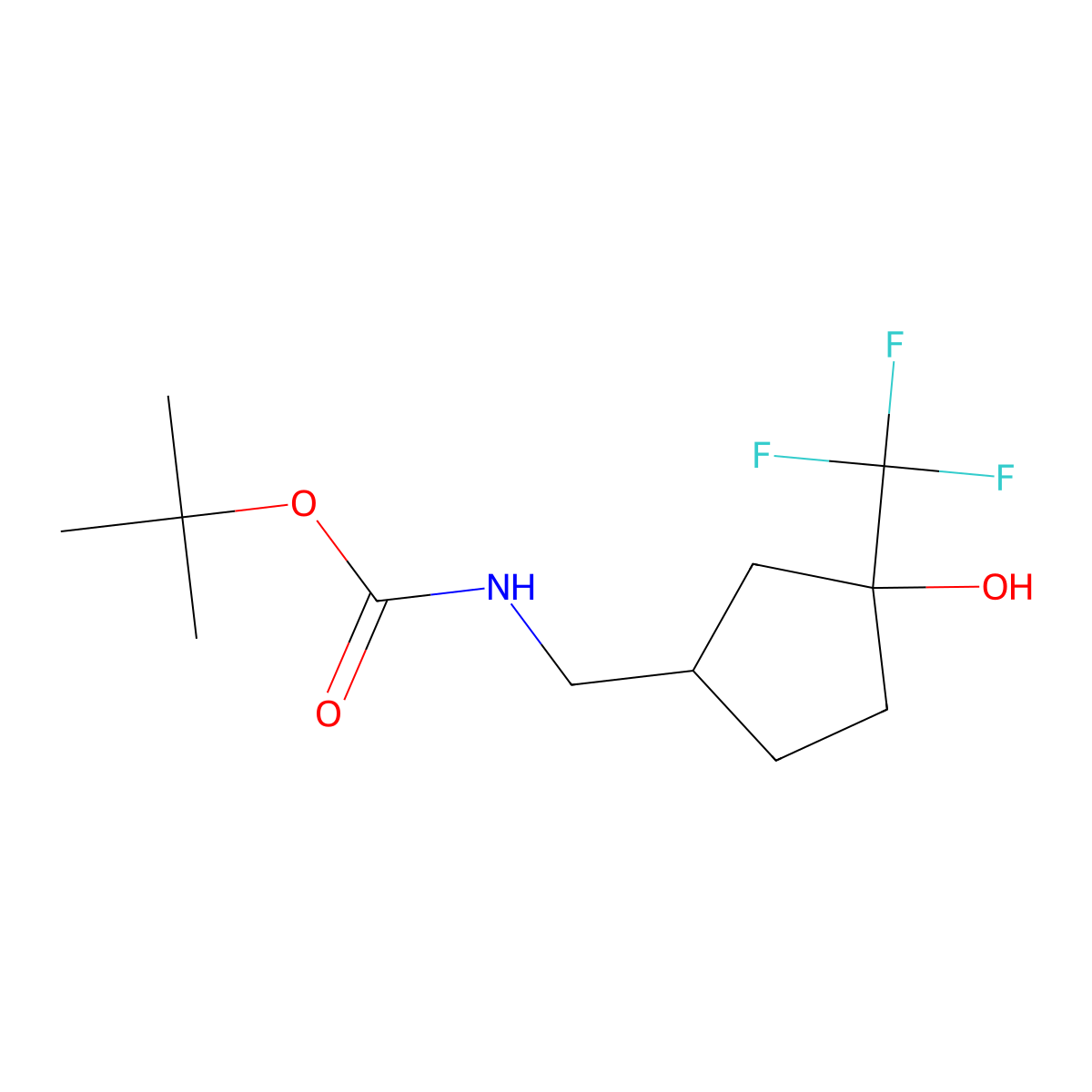 tert-butyl N-{[3-hydroxy-3-(trifluoromethyl)cyclopentyl]methyl}carbamate molecular structure, CAS 2408962-66-1