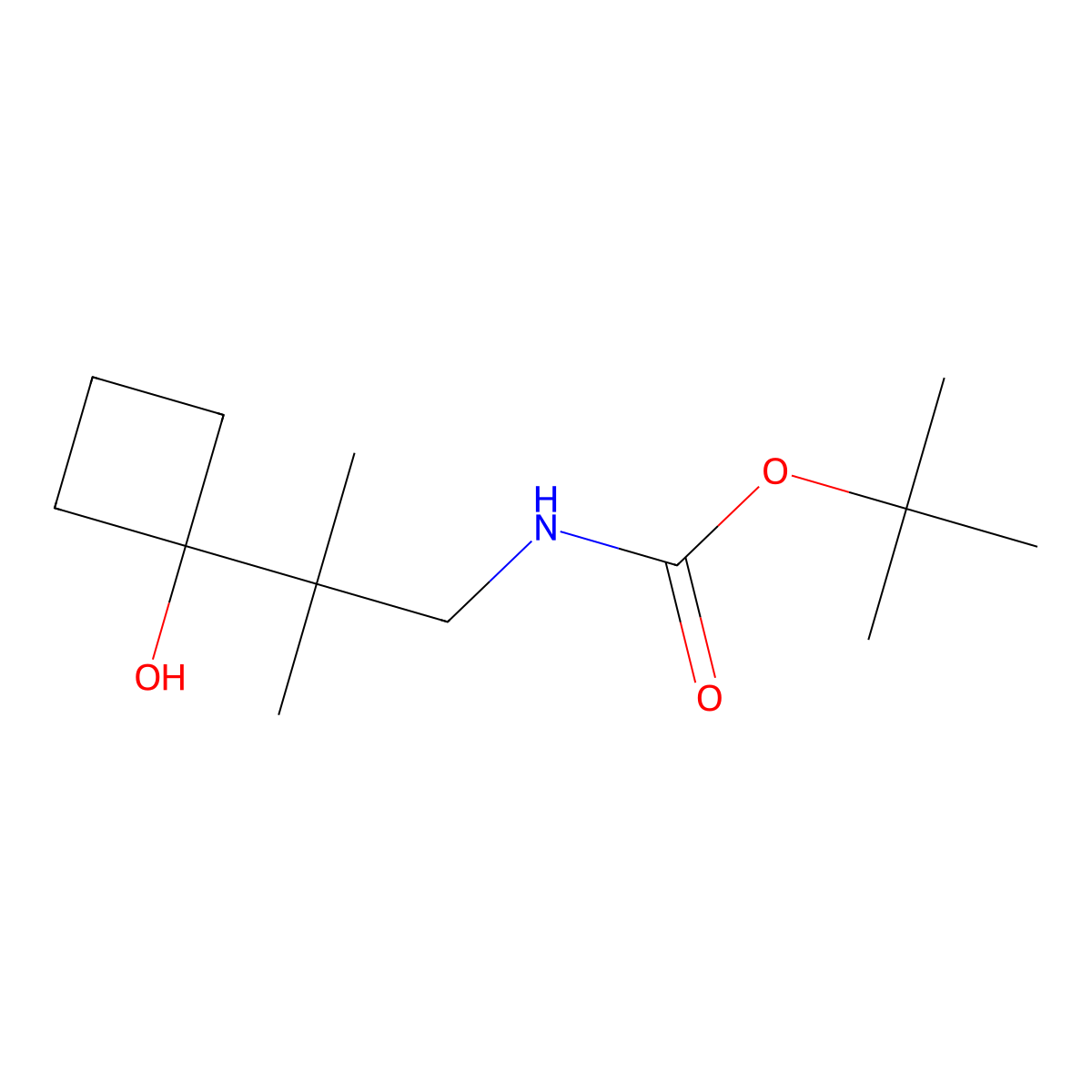 tert-butyl N-[2-(1-hydroxycyclobutyl)-2-methylpropyl]carbamate molecular structure, CAS 2408962-68-3