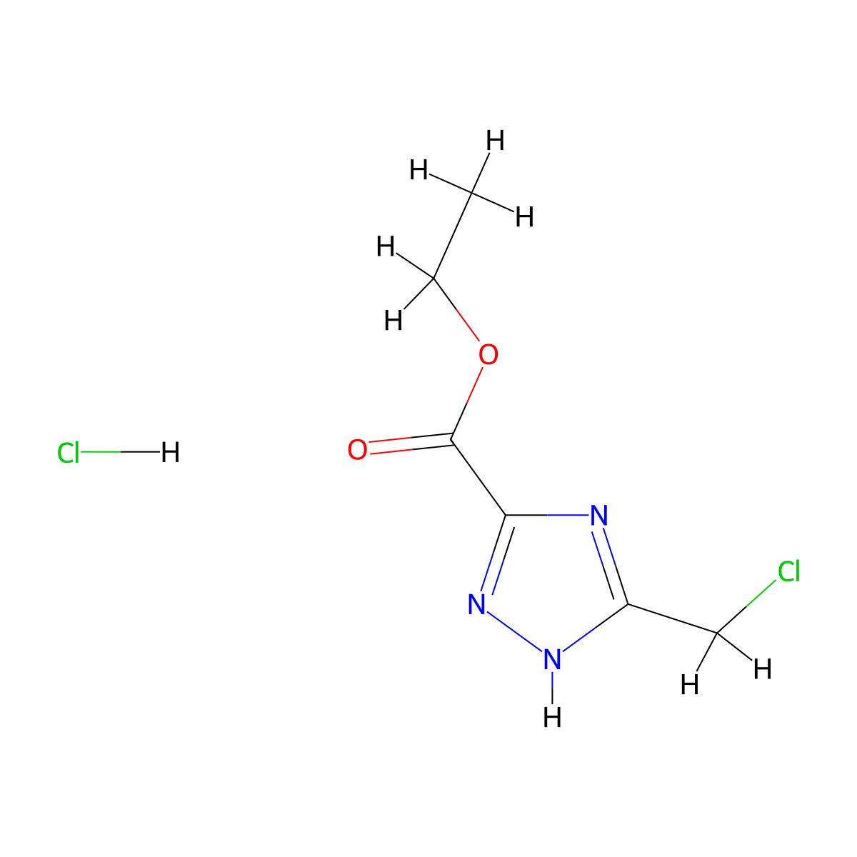 ethyl 5-(chloromethyl)-1H-1,2,4-triazole-3-carboxylate hydrochloride molecular structure, CAS 2408962-69-4