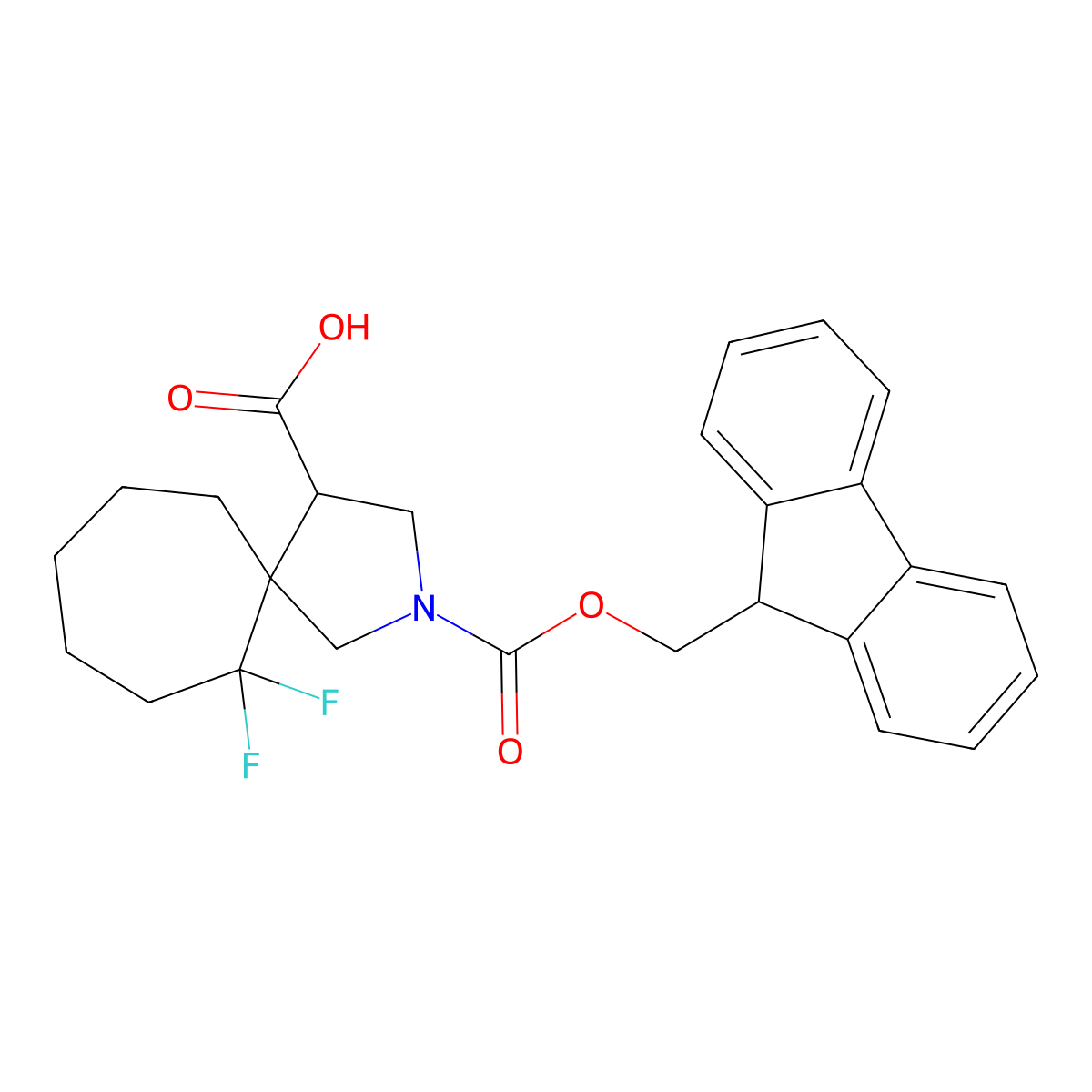 2-{[(9H-fluoren-9-yl)methoxy]carbonyl}-6,6-difluoro-2-azaspiro[4.6]undecane-4-carboxylicacid molecular structure, CAS 2408962-72-9