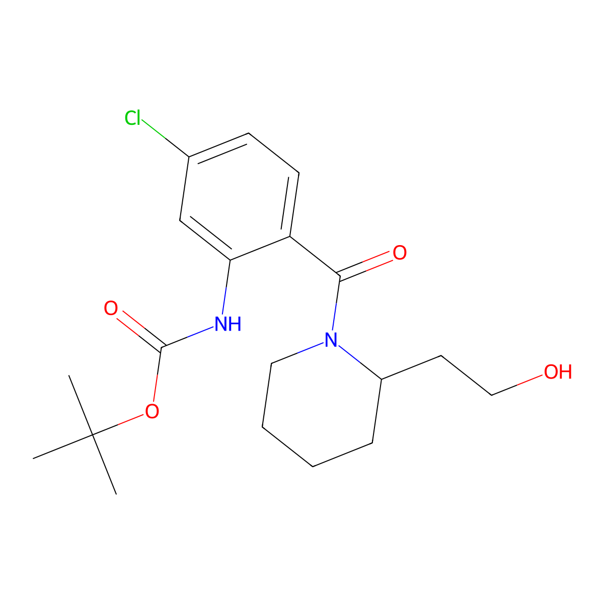 tert-butyl N-{5-chloro-2-[2-(2-hydroxyethyl)piperidine-1-carbonyl]phenyl}carbamate molecular structure, CAS 2408962-73-0