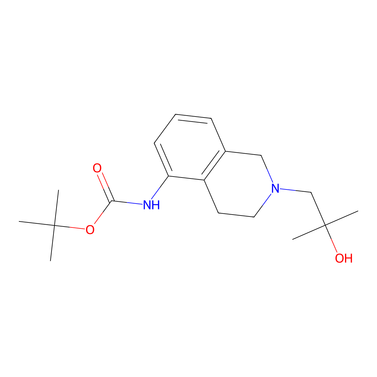 tert-butyl N-[2-(2-hydroxy-2-methylpropyl)-1,2,3,4-tetrahydroisoquinolin-5-yl]carbamate molecular structure, CAS 2408962-80-9