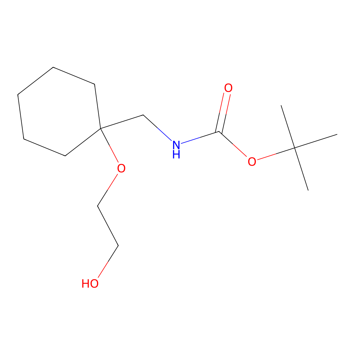 tert-butyl N-{[1-(2-hydroxyethoxy)cyclohexyl]methyl}carbamate molecular structure, CAS 2408962-82-1