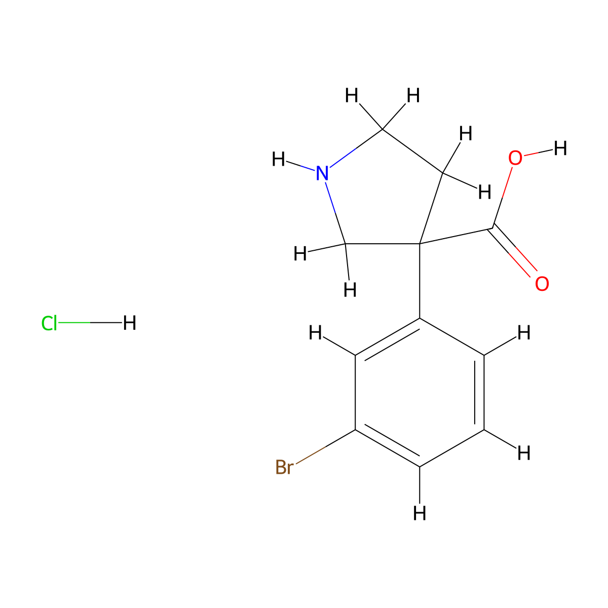 3-(3-Bromophenyl)pyrrolidine-3-carboxylic acid;hydrochloride molecular structure, CAS 2408962-93-4