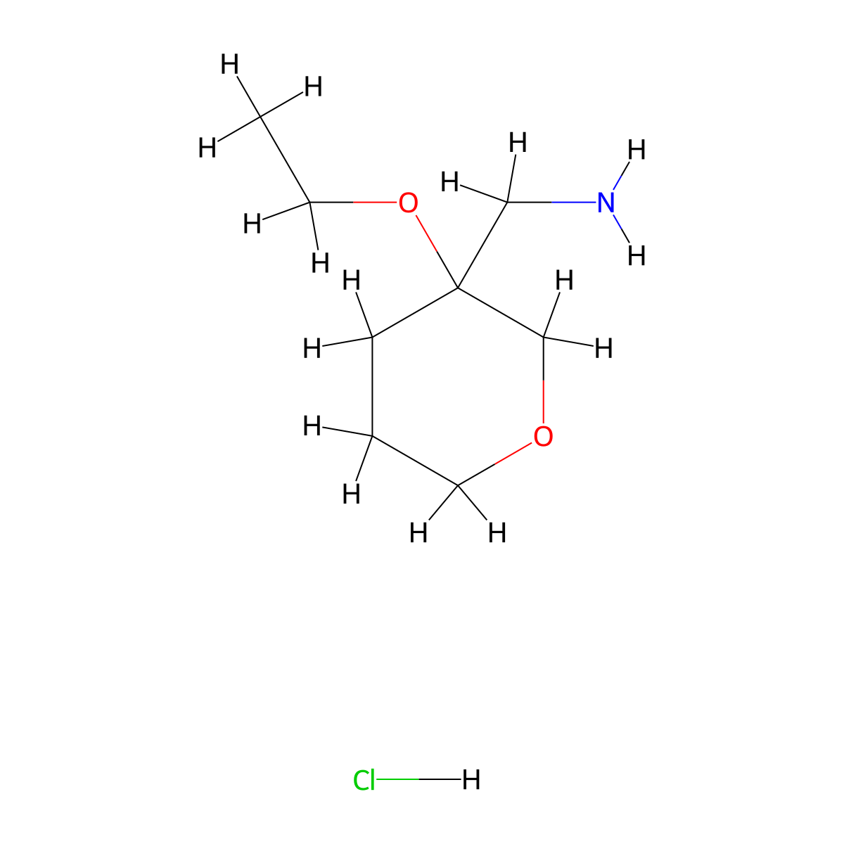 (3-Ethoxyoxan-3-yl)methanamine;hydrochloride molecular structure, CAS 2408962-95-6
