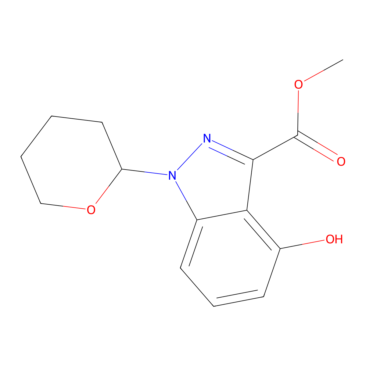 methyl 4-hydroxy-1-(oxan-2-yl)-1H-indazole-3-carboxylate molecular structure, CAS 2408963-04-0