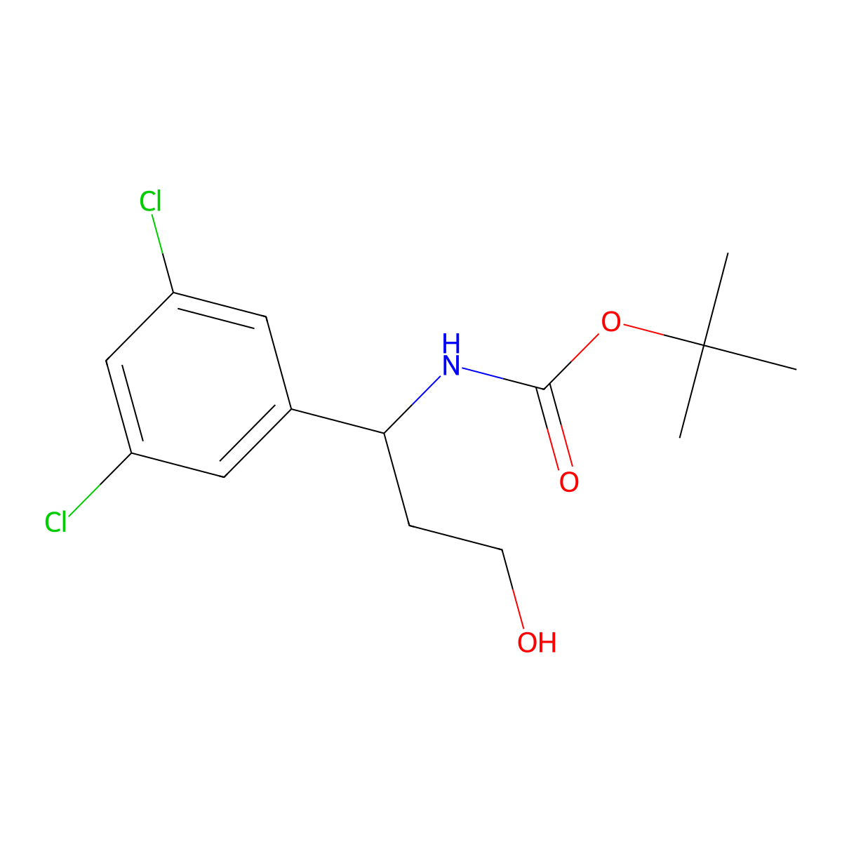 tert-butyl N-[1-(3,5-dichlorophenyl)-3-hydroxypropyl]carbamate molecular structure, CAS 2408963-06-2