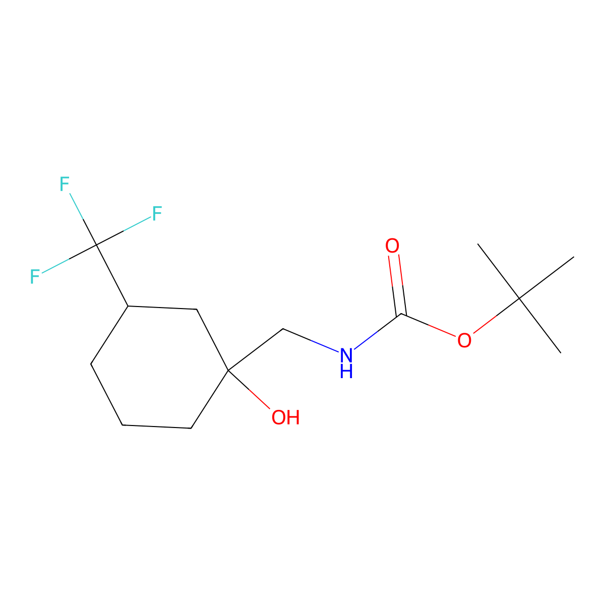 tert-butyl N-{[1-hydroxy-3-(trifluoromethyl)cyclohexyl]methyl}carbamate molecular structure, CAS 2408963-10-8