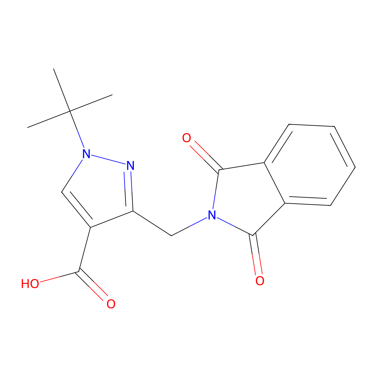 1-tert-butyl-3-[(1,3-dioxo-2,3-dihydro-1H-isoindol-2-yl)methyl]-1H-pyrazole-4-carboxylic acid molecular structure, CAS 2408963-17-5