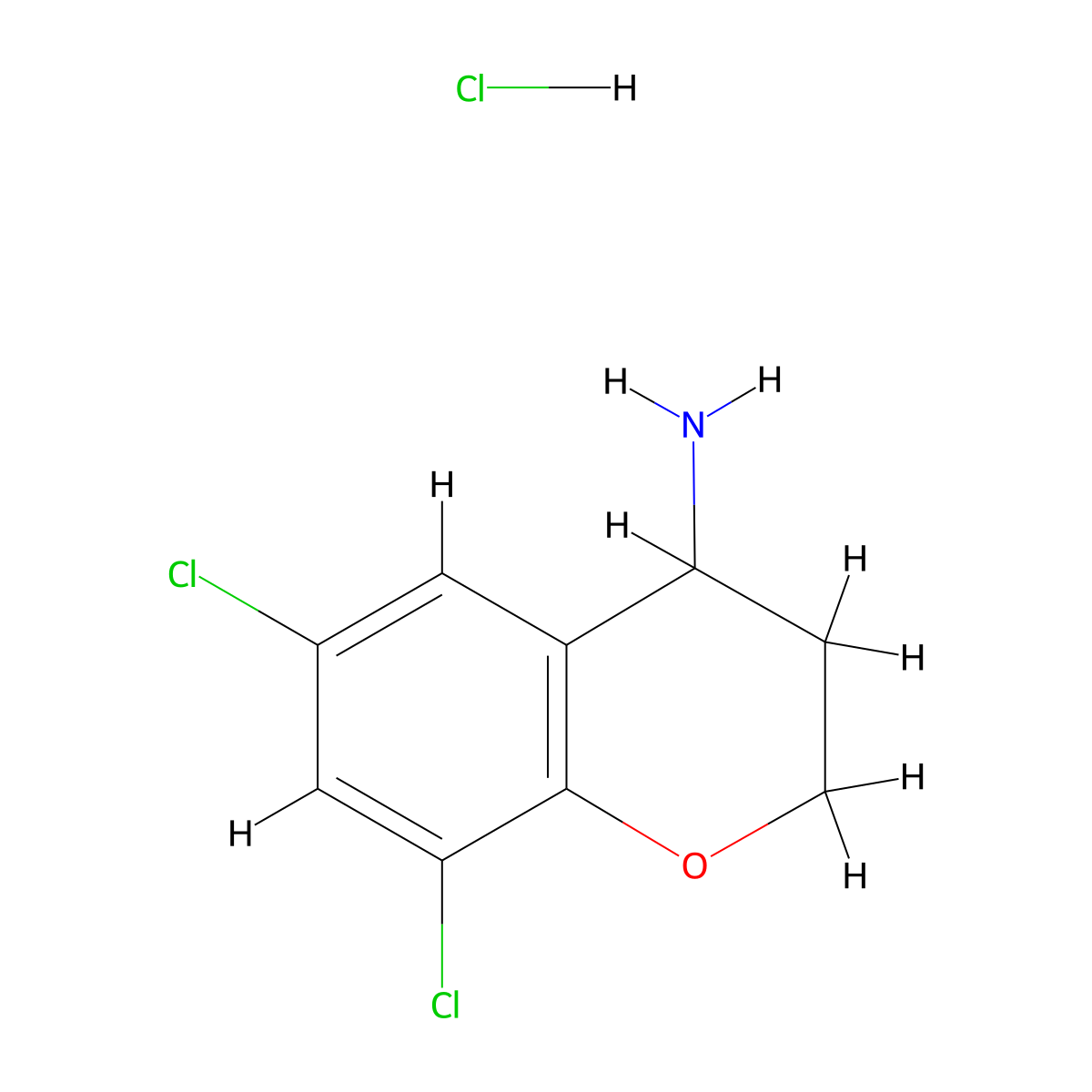6,8-dichloro-3,4-dihydro-2H-1-benzopyran-4-amine hydrochloride molecular structure, CAS 2408963-21-1