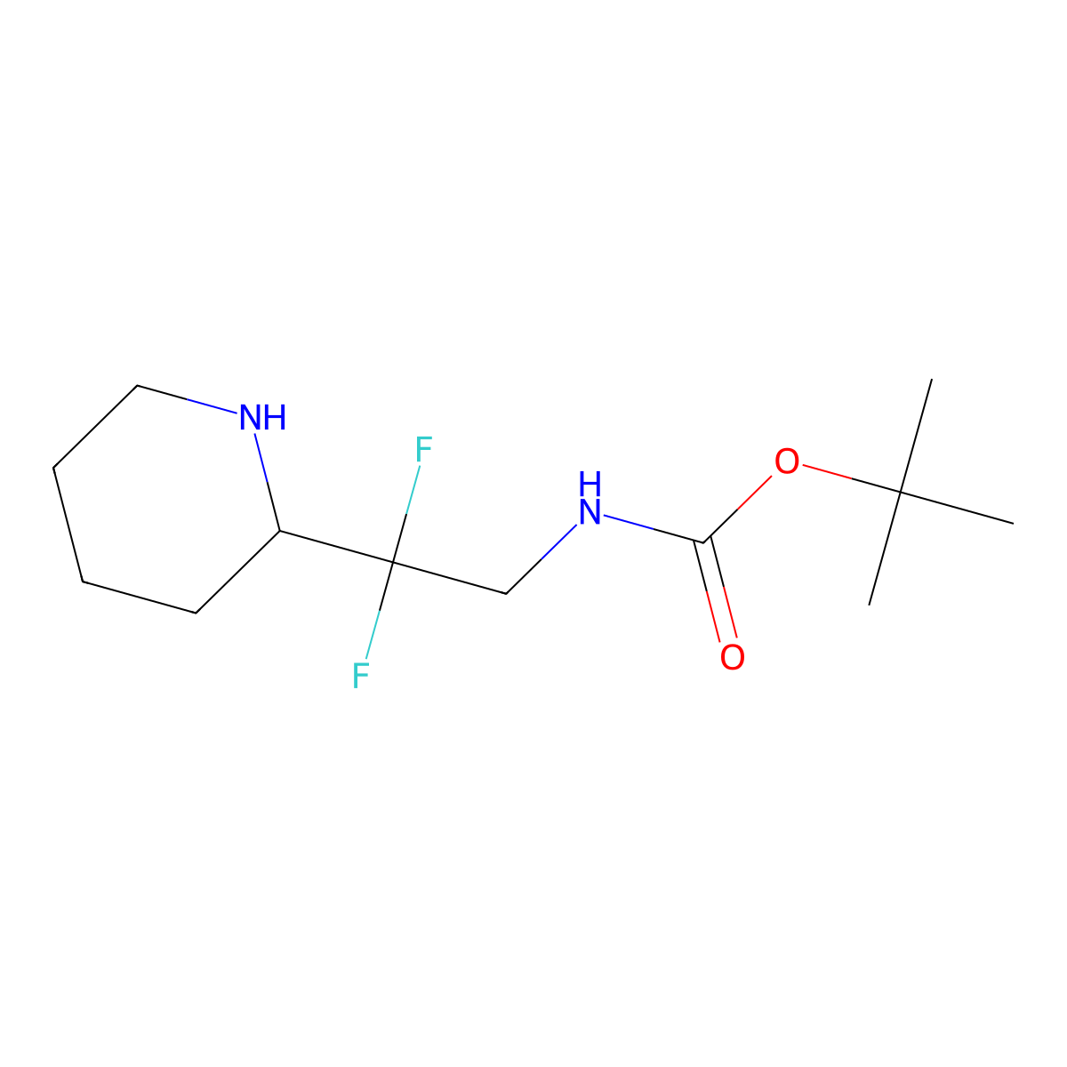 tert-butyl N-[2,2-difluoro-2-(piperidin-2-yl)ethyl]carbamate molecular structure, CAS 2408963-25-5
