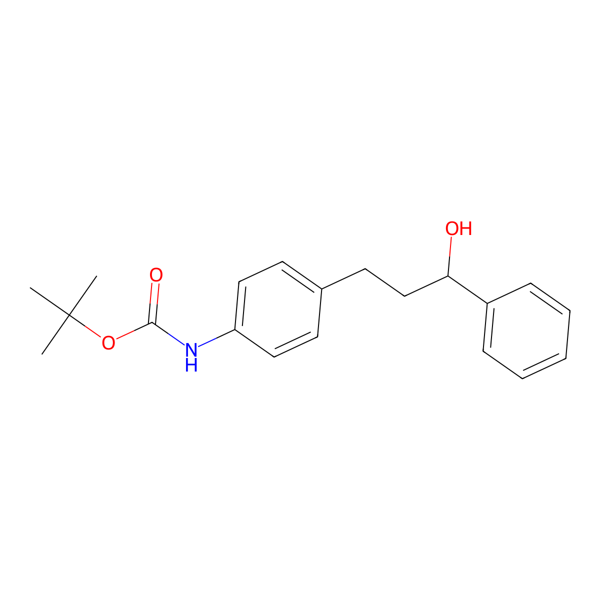 tert-butyl N-[4-(3-hydroxy-3-phenylpropyl)phenyl]carbamate molecular structure, CAS 2408963-26-6