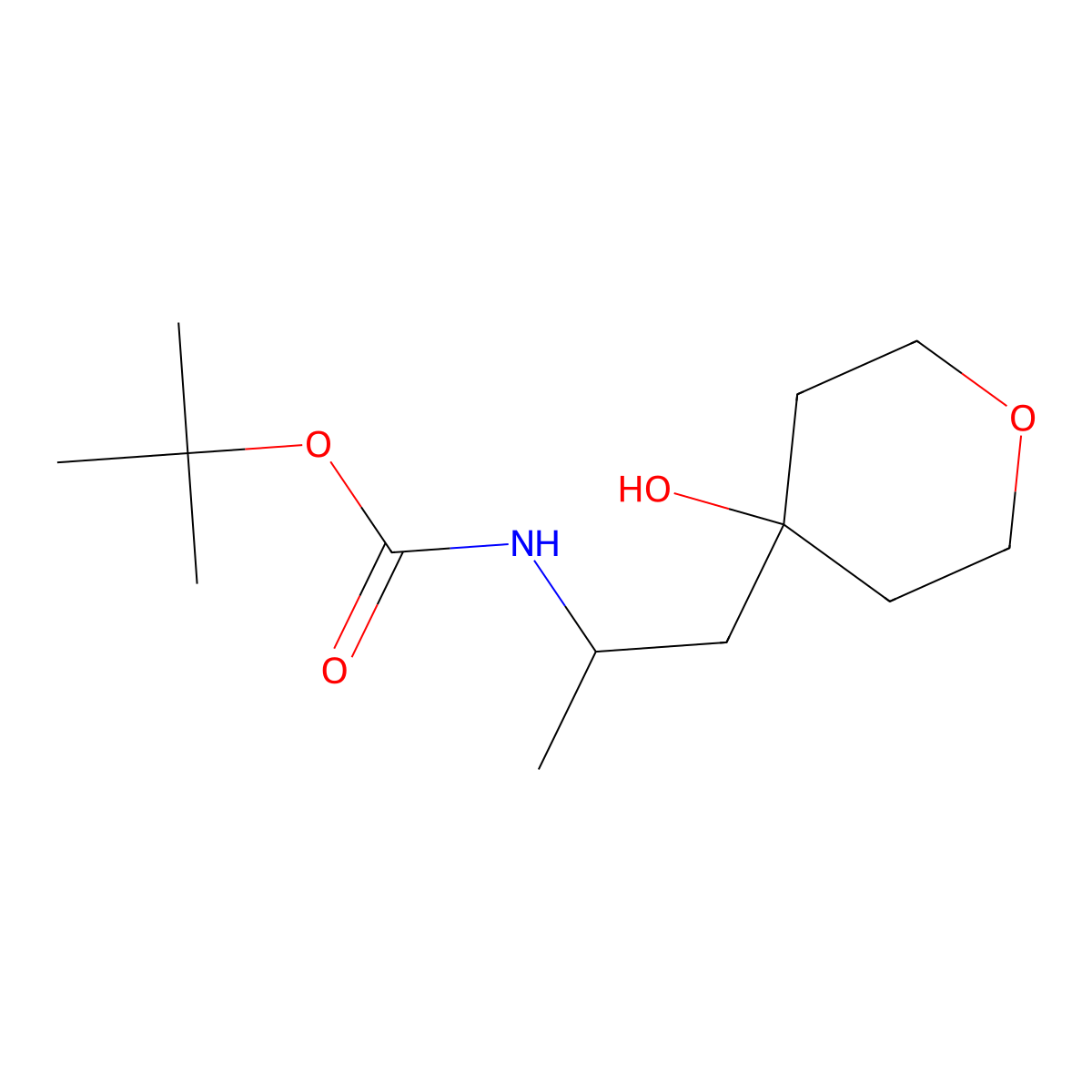 tert-butyl N-[1-(4-hydroxyoxan-4-yl)propan-2-yl]carbamate molecular structure, CAS 2408963-27-7