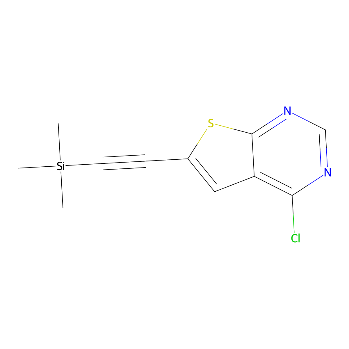 4-Chloro-6-[2-(trimethylsilyl)ethynyl]thieno[2,3-d]pyrimidine molecular structure, CAS 2408963-28-8