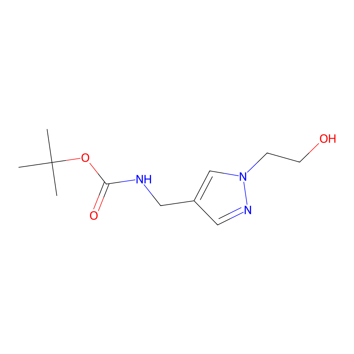 tert-butyl N-{[1-(2-hydroxyethyl)-1H-pyrazol-4-yl]methyl}carbamate molecular structure, CAS 2408963-36-8