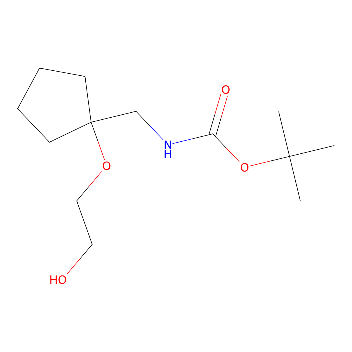 tert-butyl N-{[1-(2-hydroxyethoxy)cyclopentyl]methyl}carbamate molecular structure, CAS 2408963-42-6