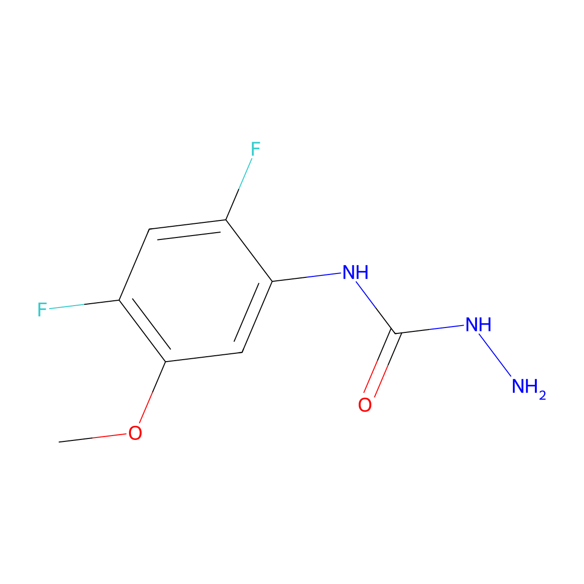 3-Amino-1-(2,4-difluoro-5-methoxyphenyl)urea molecular structure, CAS 2408963-43-7