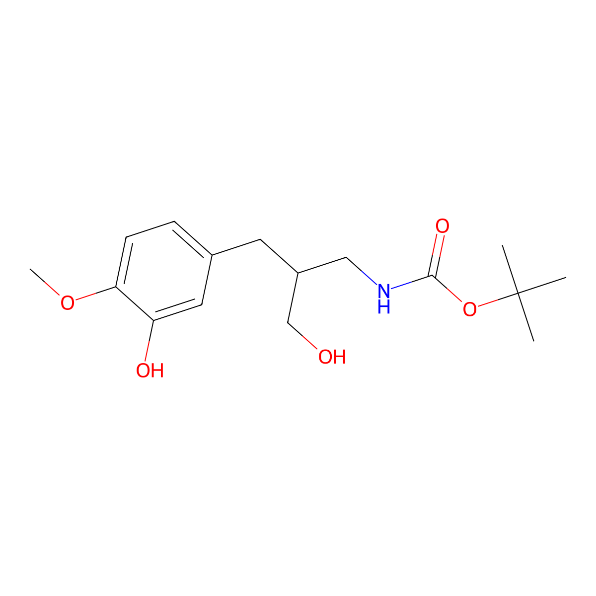 tert-butyl N-{3-hydroxy-2-[(3-hydroxy-4-methoxyphenyl)methyl]propyl}carbamate molecular structure, CAS 2408963-45-9