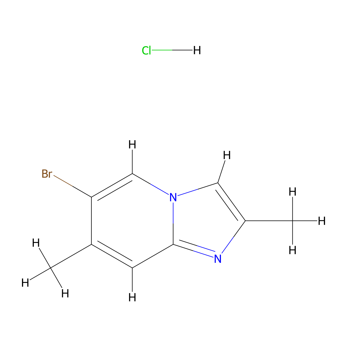 6-Bromo-2,7-dimethylimidazo[1,2-a]pyridine hydrochloride molecular structure, CAS 2408963-55-1