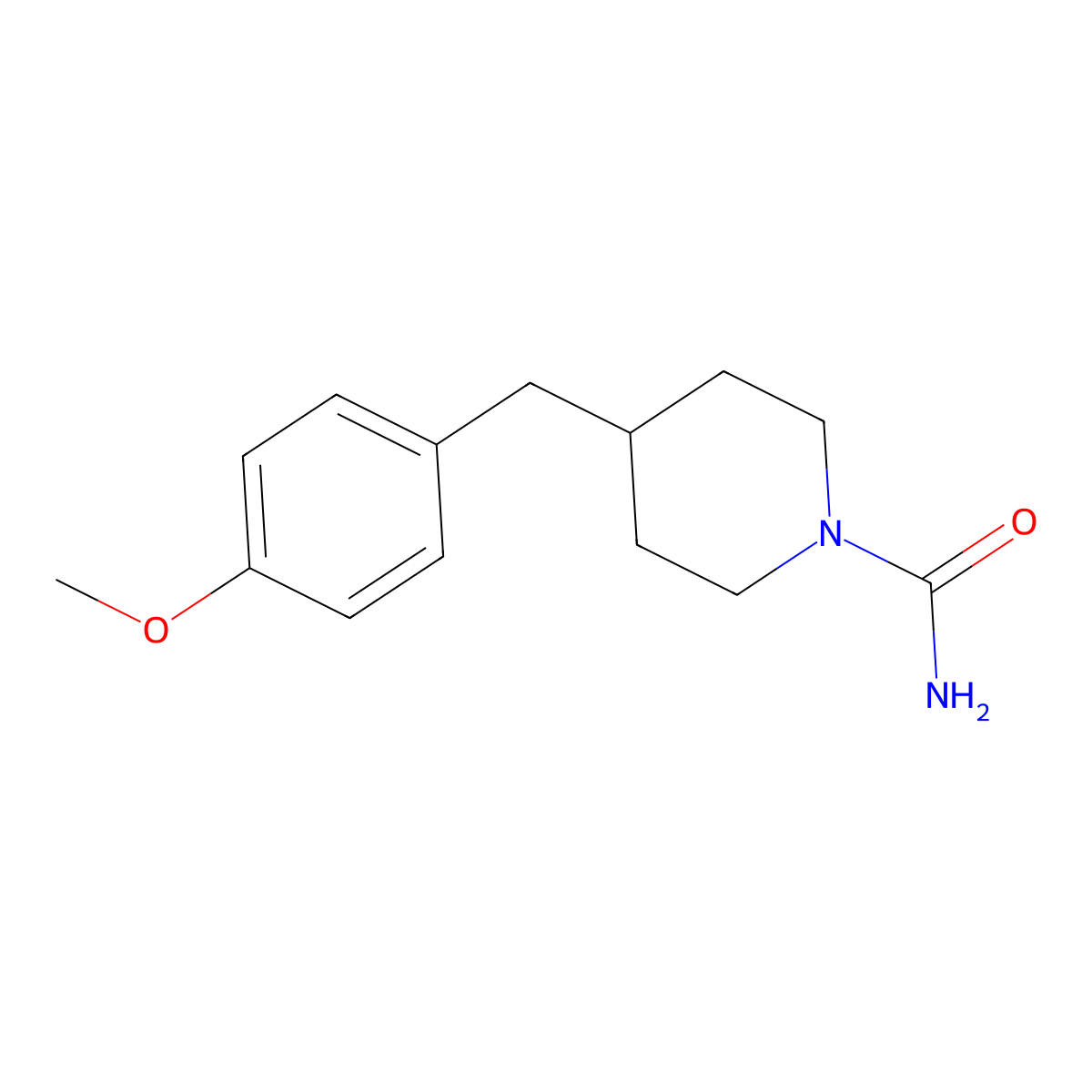 4-[(4-Methoxyphenyl)methyl]piperidine-1-carboxamide molecular structure, CAS 2408963-63-1