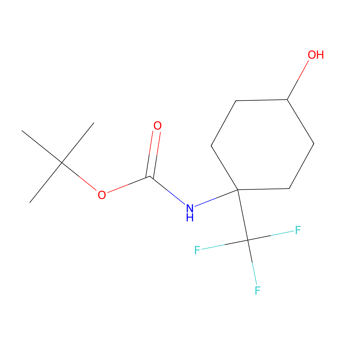 tert-butyl N-[4-hydroxy-1-(trifluoromethyl)cyclohexyl]carbamate molecular structure, CAS 2408963-64-2