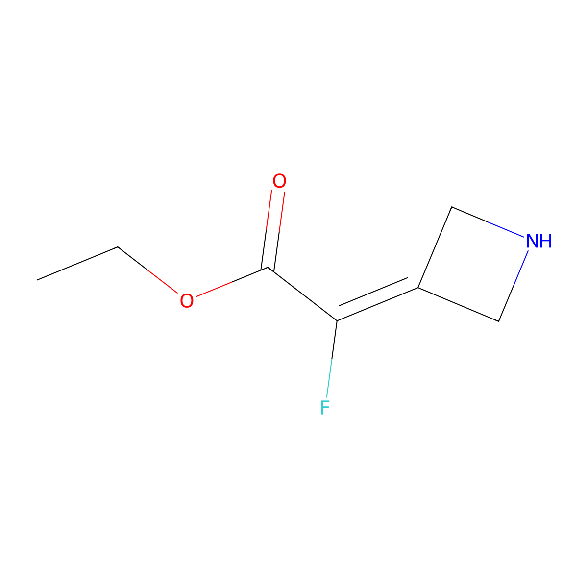Ethyl 2-(azetidin-3-ylidene)-2-fluoroacetate molecular structure, CAS 2408963-65-3