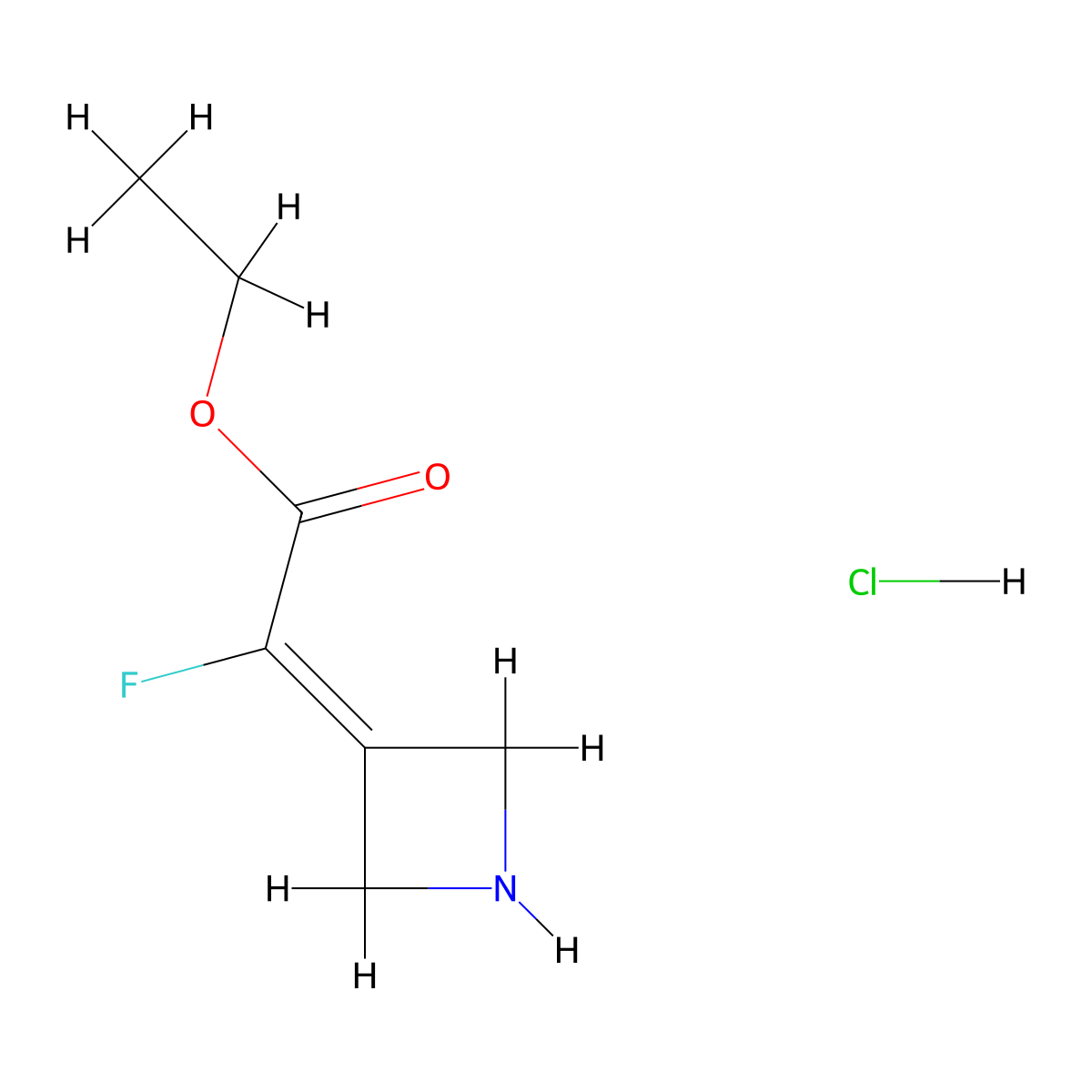Ethyl 2-(azetidin-3-ylidene)-2-fluoroacetate hydrochloride molecular structure, CAS 2408963-66-4