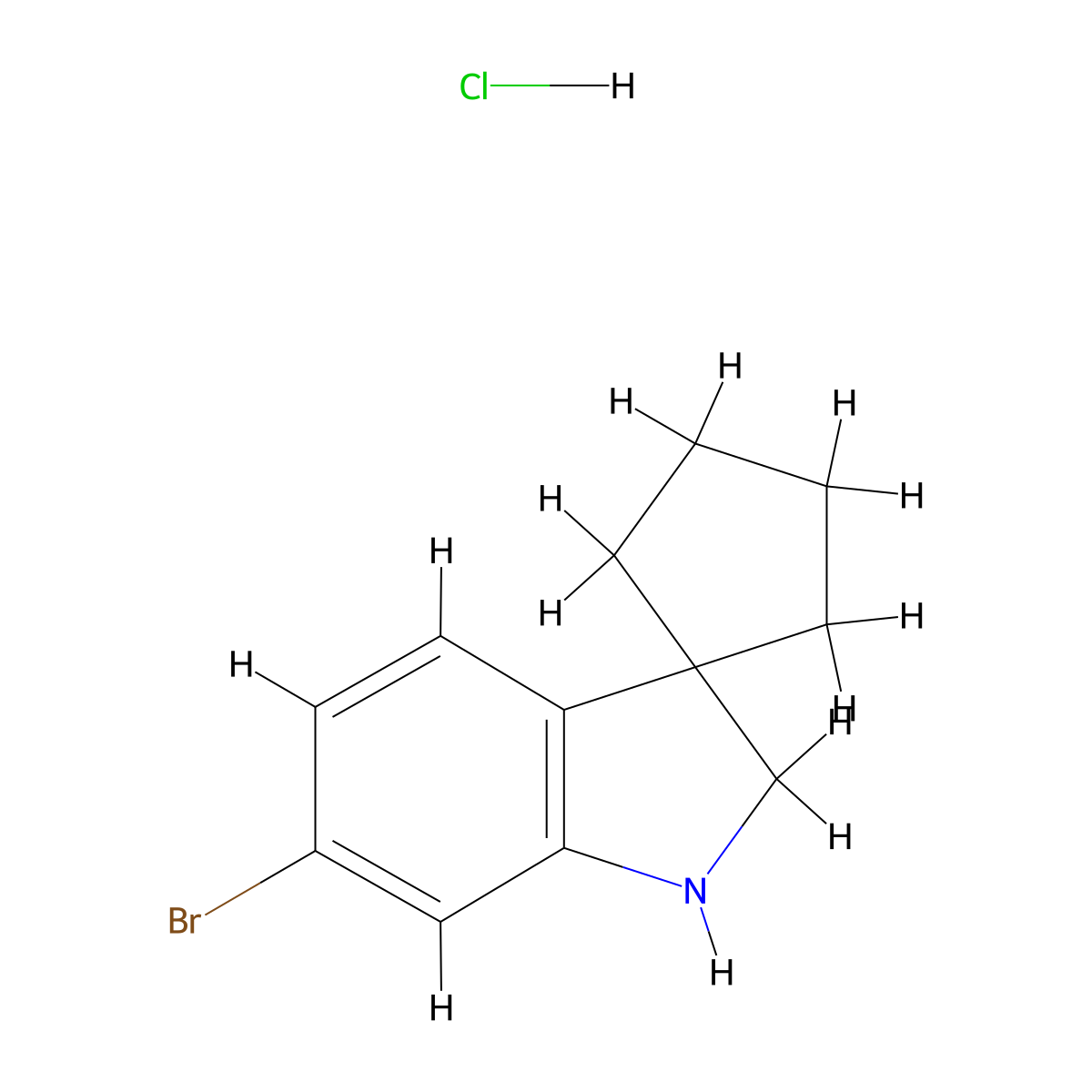 6'-Bromo-1',2'-dihydrospiro(cyclopentane-1,3'-indole) hydrochloride molecular structure, CAS 2408963-71-1