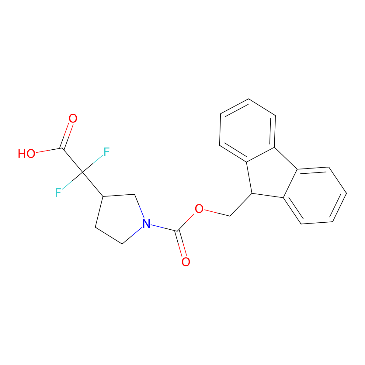 2-(1-{[(9H-fluoren-9-yl)methoxy]carbonyl}pyrrolidin-3-yl)-2,2-difluoroacetic acid molecular structure, CAS 2408963-77-7