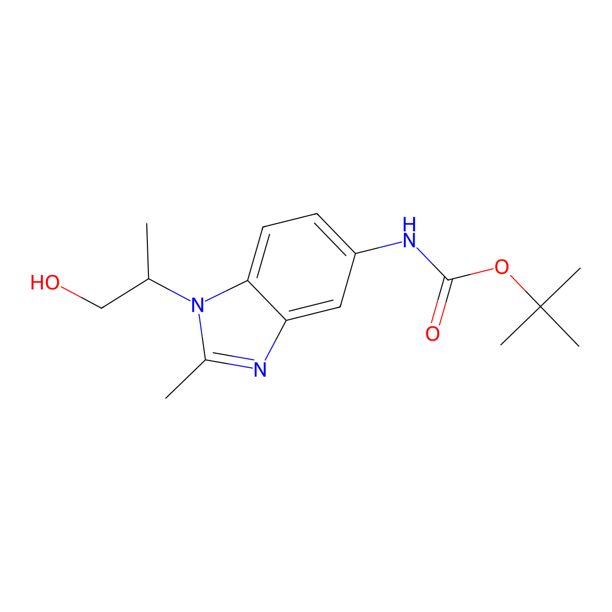 tert-butyl N-[1-(1-hydroxypropan-2-yl)-2-methyl-1H-1,3-benzodiazol-5-yl]carbamate molecular structure, CAS 2408963-83-5