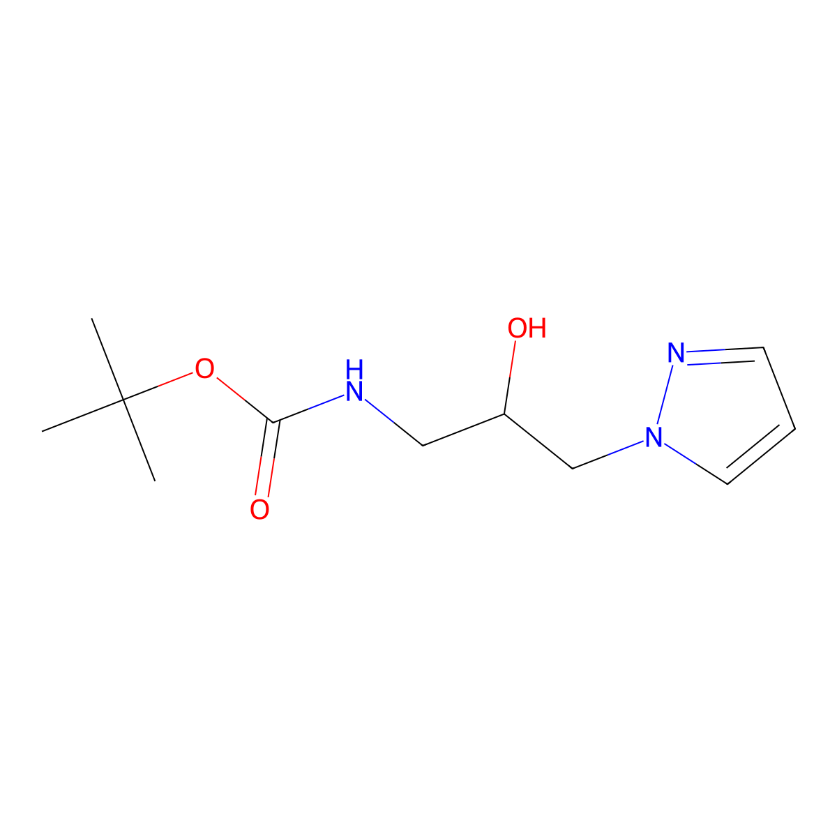 tert-butyl N-[2-hydroxy-3-(1H-pyrazol-1-yl)propyl]carbamate molecular structure, CAS 2408963-87-9