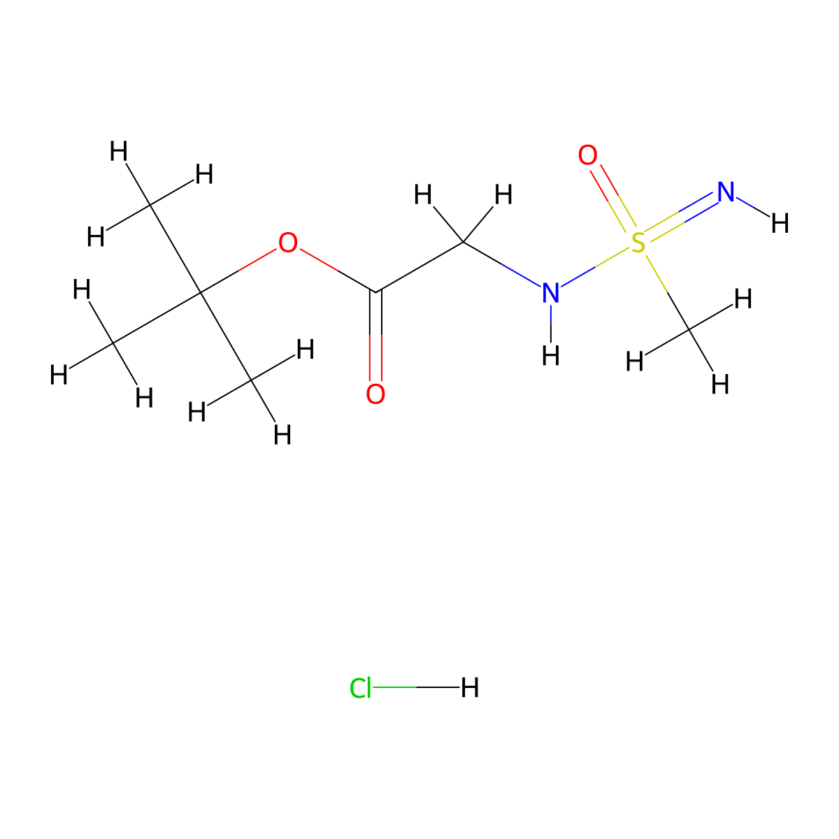 Tert-butyl 2-methanesulfonoimidamidoacetate hydrochloride molecular structure, CAS 2408963-91-5