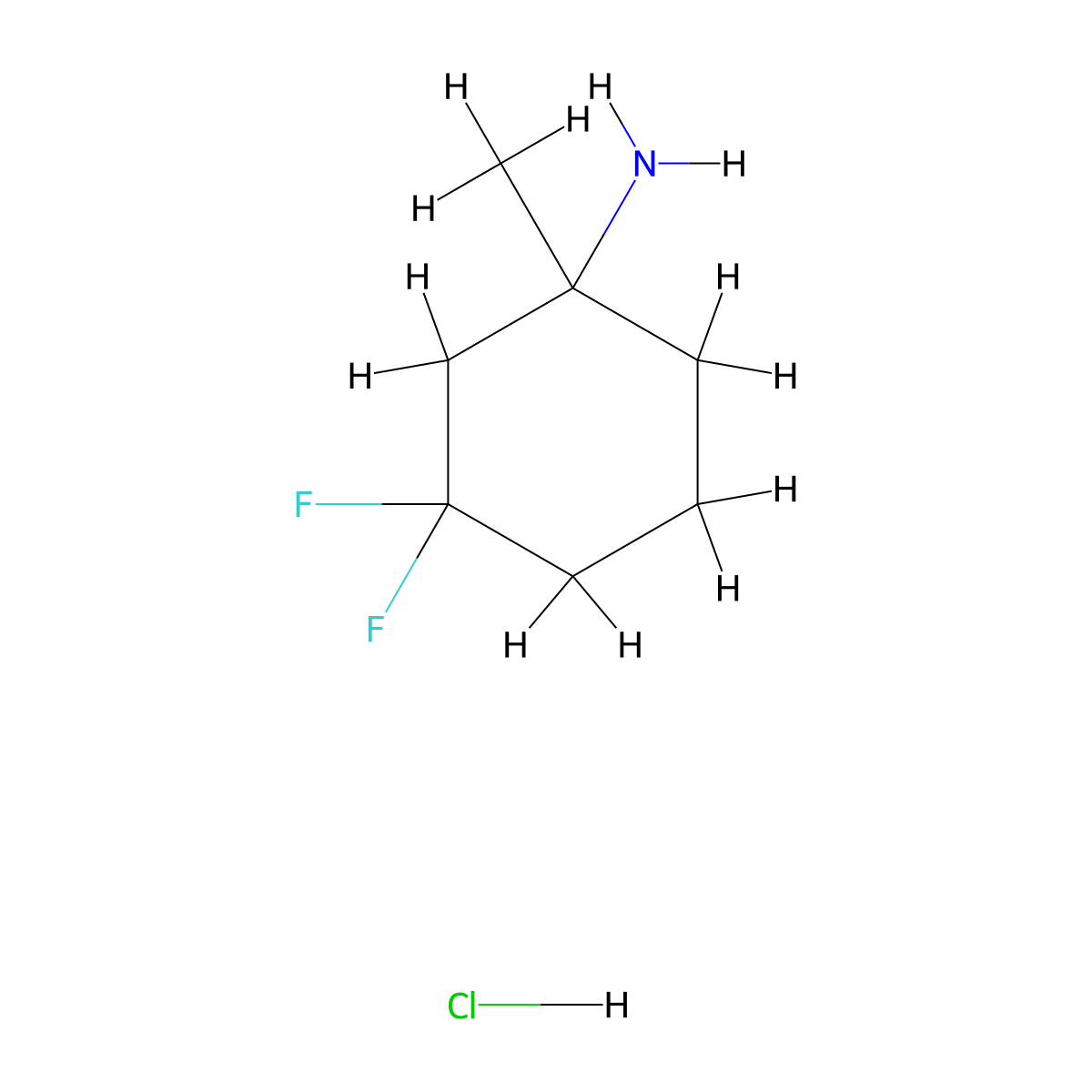 3,3-Difluoro-1-methylcyclohexan-1-amine hydrochloride molecular structure, CAS 2408963-94-8