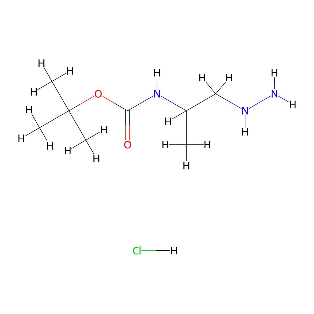 tert-butyl N-(1-hydrazinylpropan-2-yl)carbamate hydrochloride molecular structure, CAS 2408964-00-9
