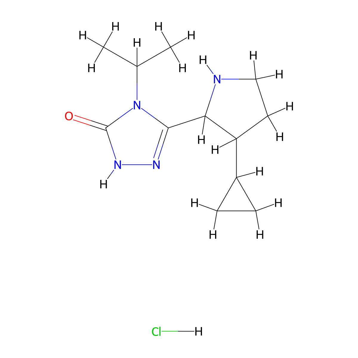 3-(3-cyclopropylpyrrolidin-2-yl)-4-(propan-2-yl)-4,5-dihydro-1H-1,2,4-triazol-5-onehydrochloride,Mixtureofdiastereomers molecular structure, CAS 2408964-04-3
