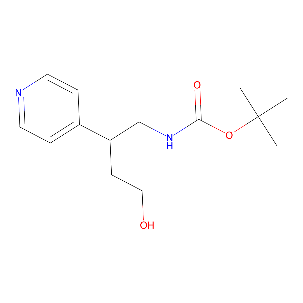 tert-butyl N-[4-hydroxy-2-(pyridin-4-yl)butyl]carbamate molecular structure, CAS 2408964-10-1