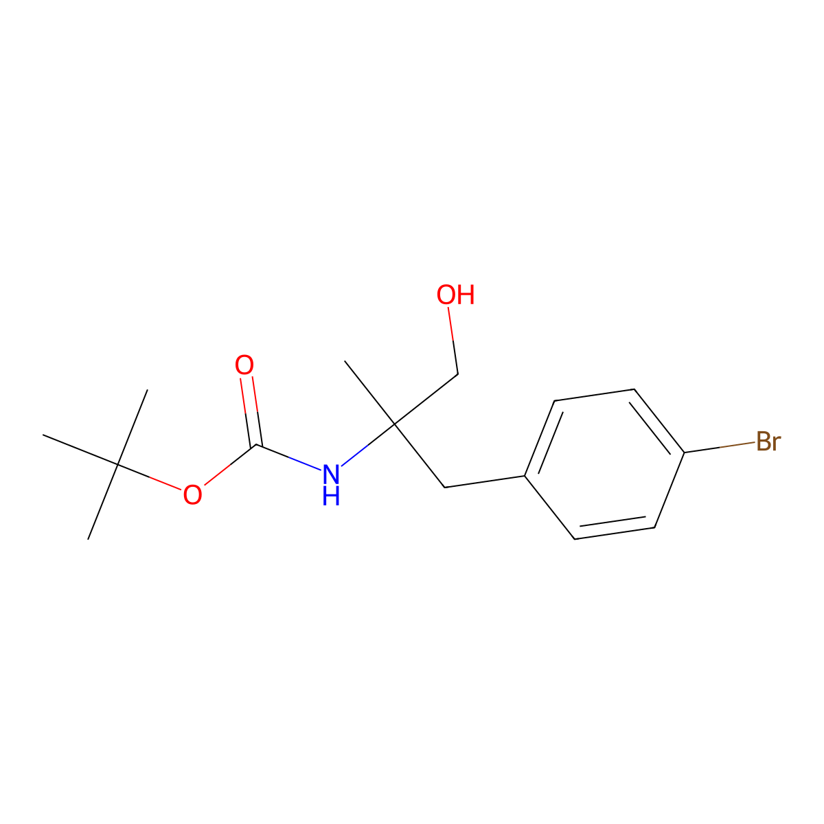tert-butyl N-{2-[(4-bromophenyl)methyl]-1-hydroxypropan-2-yl}carbamate molecular structure, CAS 2408964-23-6