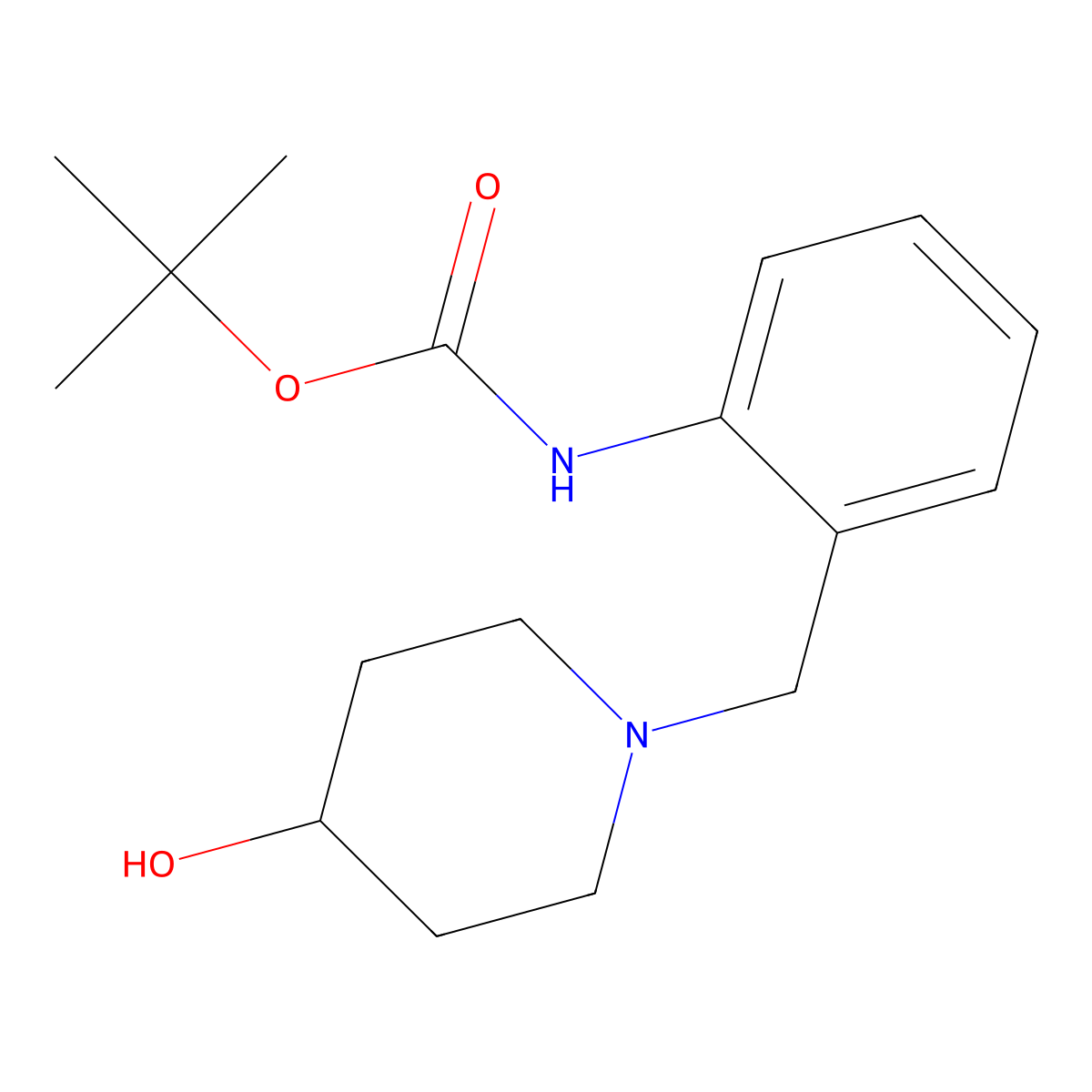 tert-butyl N-{2-[(4-hydroxypiperidin-1-yl)methyl]phenyl}carbamate molecular structure, CAS 2408964-26-9
