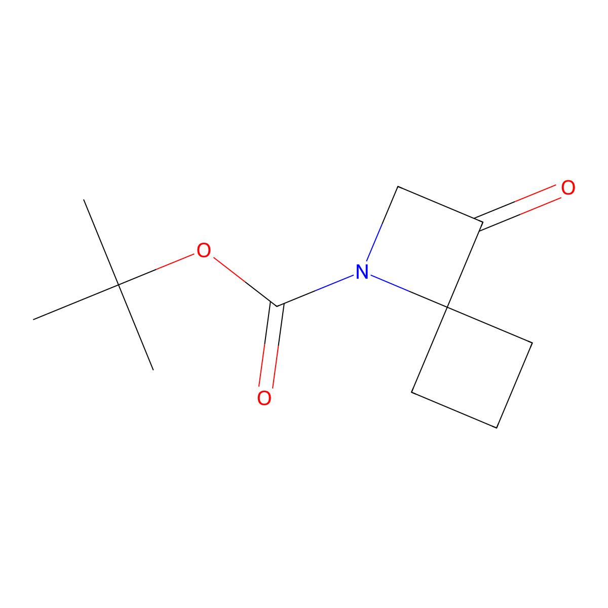Tert-butyl 3-oxo-1-azaspiro(3.3)heptane-1-carboxylate molecular structure, CAS 2408964-65-6