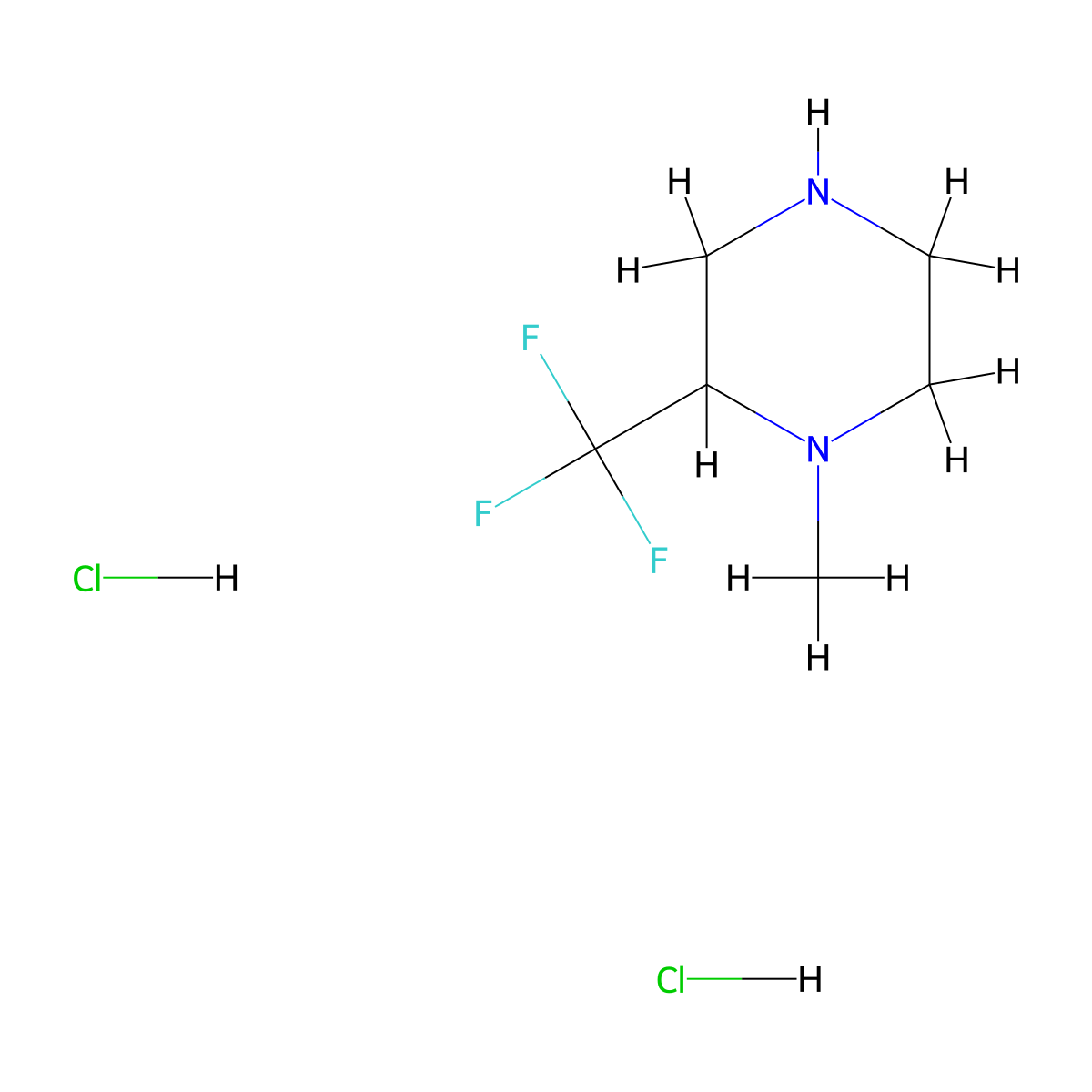 1-Methyl-2-(trifluoromethyl)piperazine dihydrochloride molecular structure, CAS 2408964-70-3