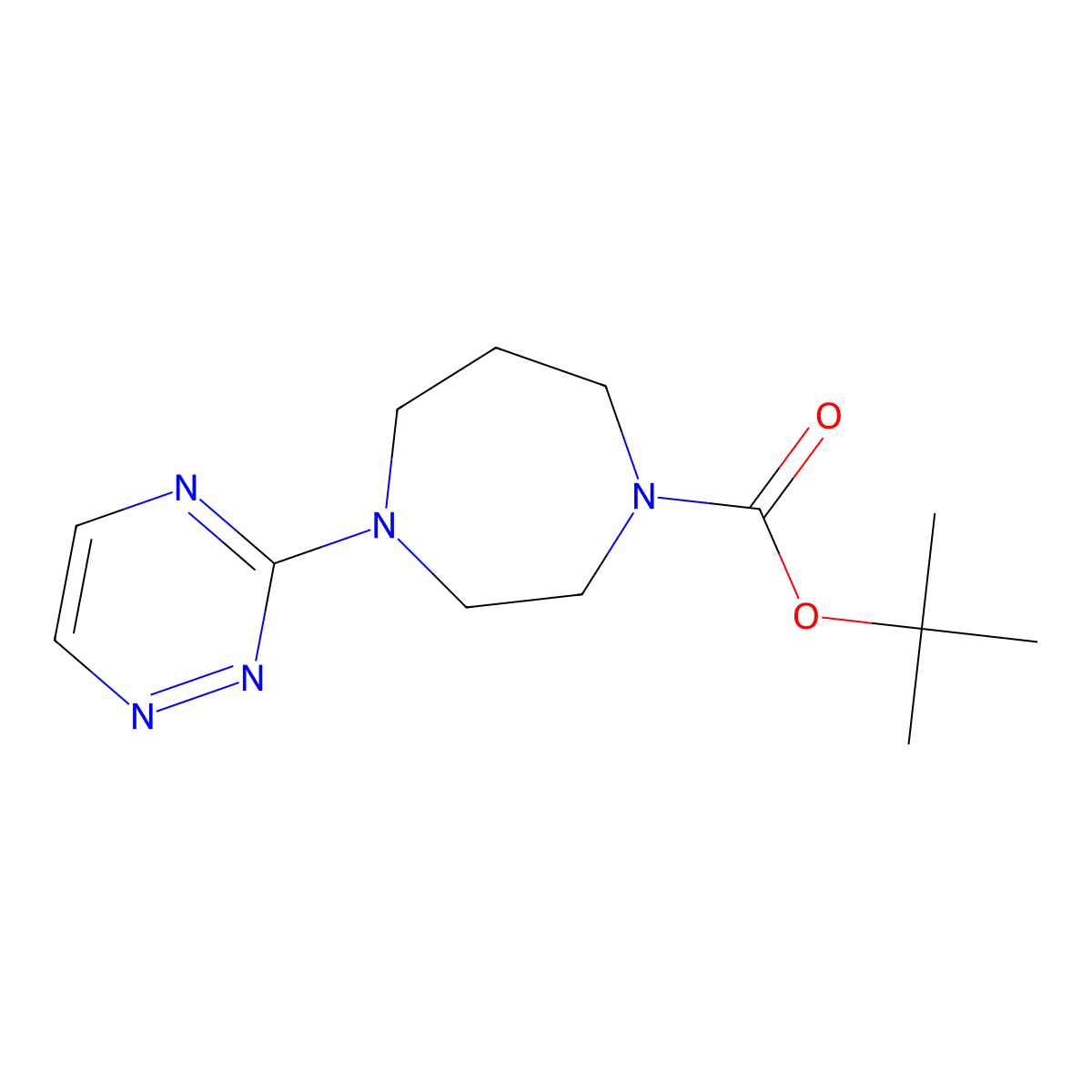 Tert-butyl 4-(1,2,4-triazin-3-yl)-1,4-diazepane-1-carboxylate molecular structure, CAS 2408964-73-6