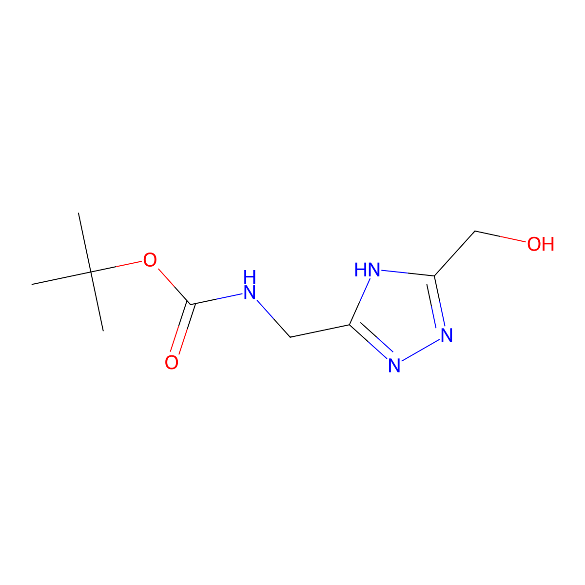tert-butyl N-{[5-(hydroxymethyl)-4H-1,2,4-triazol-3-yl]methyl}carbamate molecular structure, CAS 2408964-76-9