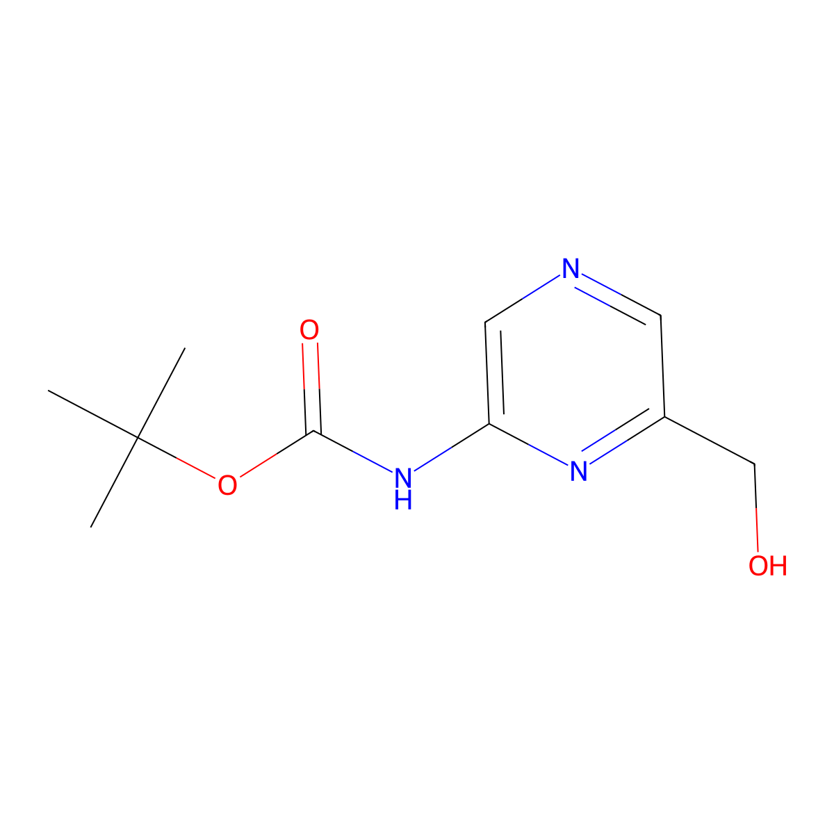 tert-butyl N-[6-(hydroxymethyl)pyrazin-2-yl]carbamate molecular structure, CAS 2408964-78-1