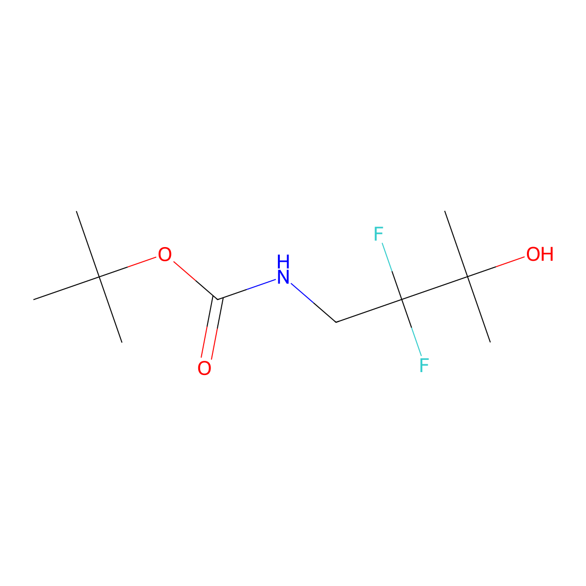 tert-butyl N-(2,2-difluoro-3-hydroxy-3-methylbutyl)carbamate molecular structure, CAS 2408964-79-2