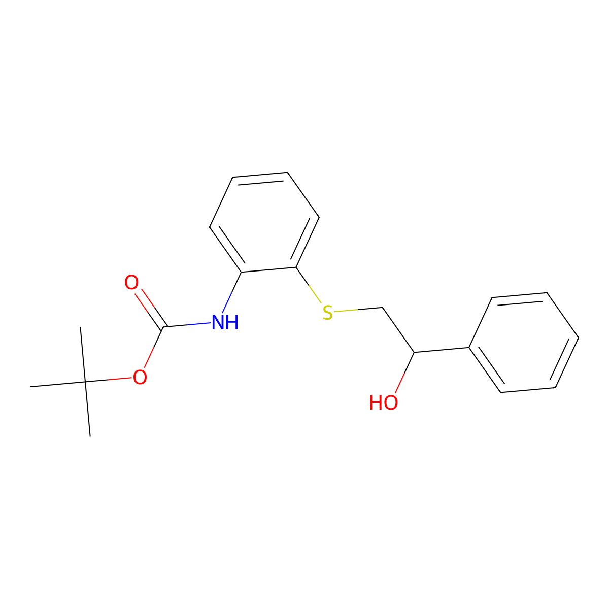 tert-butyl N-{2-[(2-hydroxy-2-phenylethyl)sulfanyl]phenyl}carbamate molecular structure, CAS 2408964-88-3
