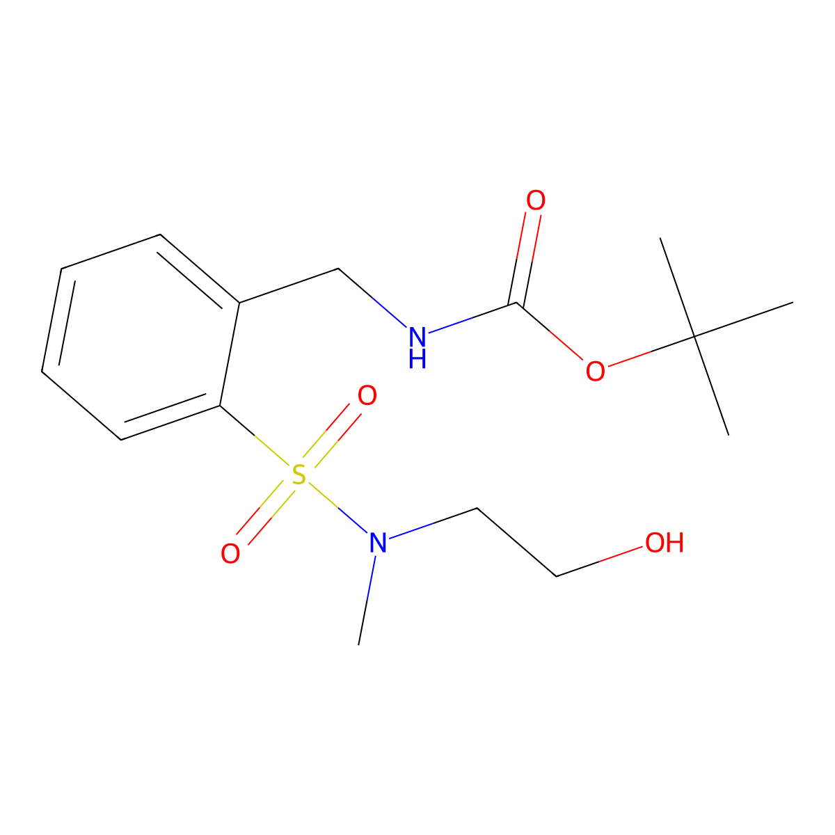 tert-butyl N-({2-[(2-hydroxyethyl)(methyl)sulfamoyl]phenyl}methyl)carbamate molecular structure, CAS 2408965-02-4
